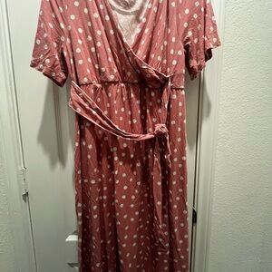 Isabel Maternity by Ingrid & Isabel Pink Polka Dot Midi Dress